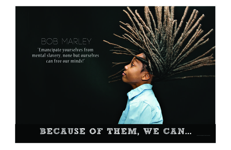 Child dressed as Bob Marley — Because of Them We Can campaign