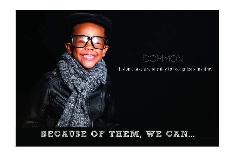 Child dressed as Common — Because of Them We Can campaign