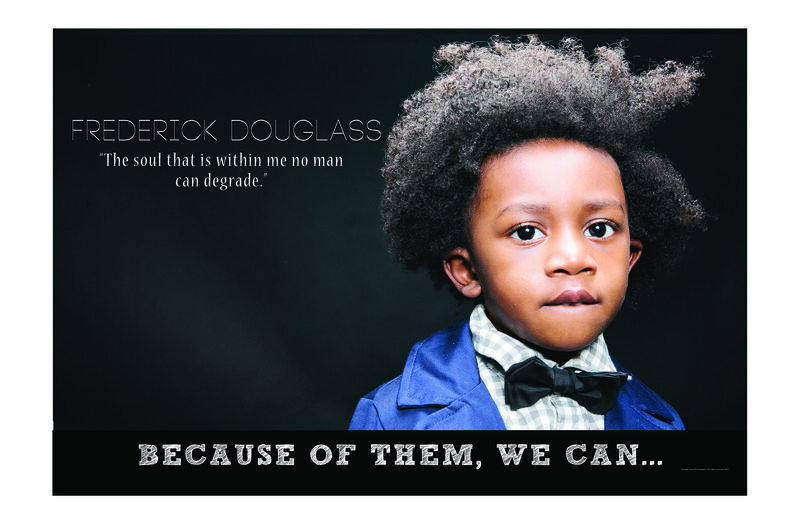 Child dressed as Frederick Douglass — Because of Them We Can campaign