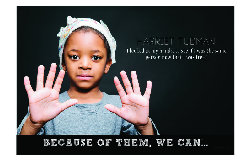 Child dressed as Harriet Tubman — Because of Them We Can campaign