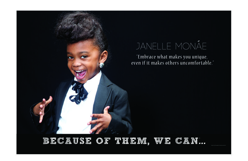 Child dressed as Janelle Monáe — Because of Them We Can campaign