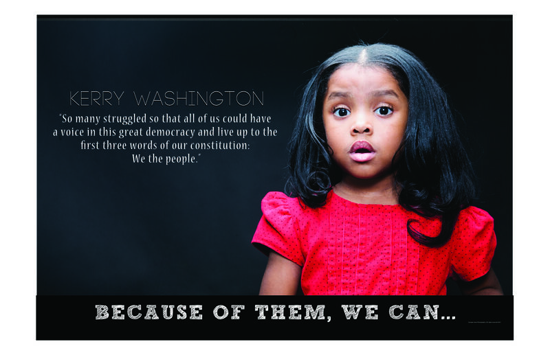 Child dressed as Kerry Washington — Because of Them We Can campaign