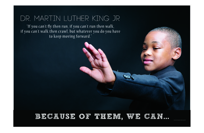 Child dressed as Martin Luther King Jr. — Because of Them We Can campaign