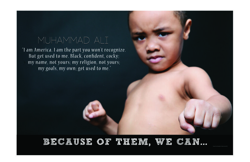 Child dressed as Muhammad Ali — Because of Them We Can campaign