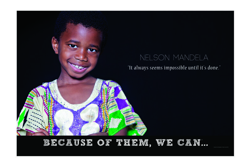 Child dressed as Nelson Mandela — Because of Them We Can campaign