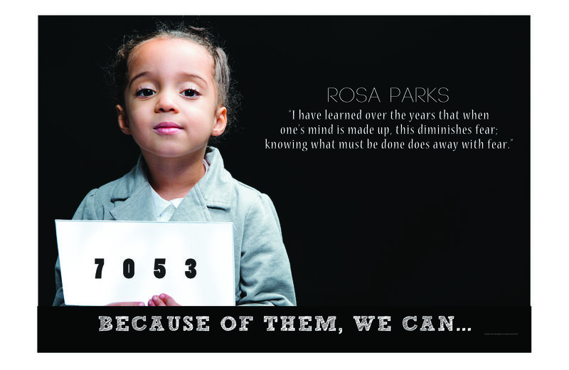 Child dressed as Rosa Parks — Because of Them We Can campaign