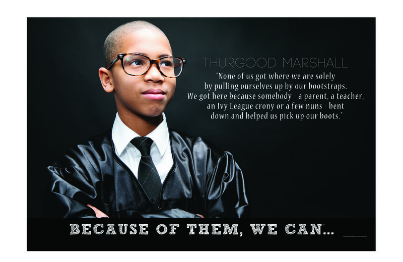 Child dressed as Thurgood Marshall — Because of Them We Can campaign