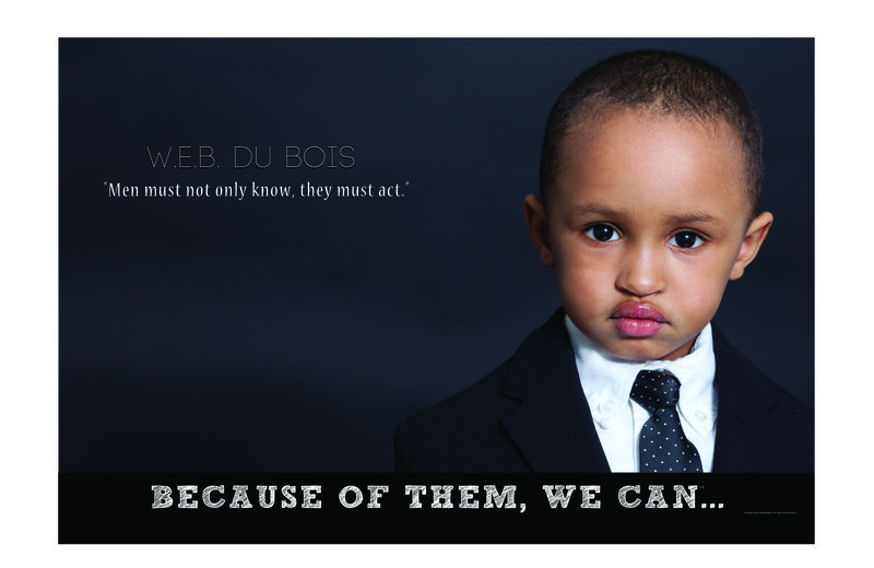 Child dressed as W.E.B. Du Bois — Because of Them We Can campaign