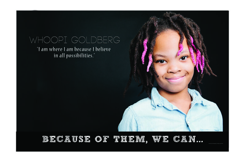 Child dressed as Whoopi Goldberg — Because of Them We Can campaign