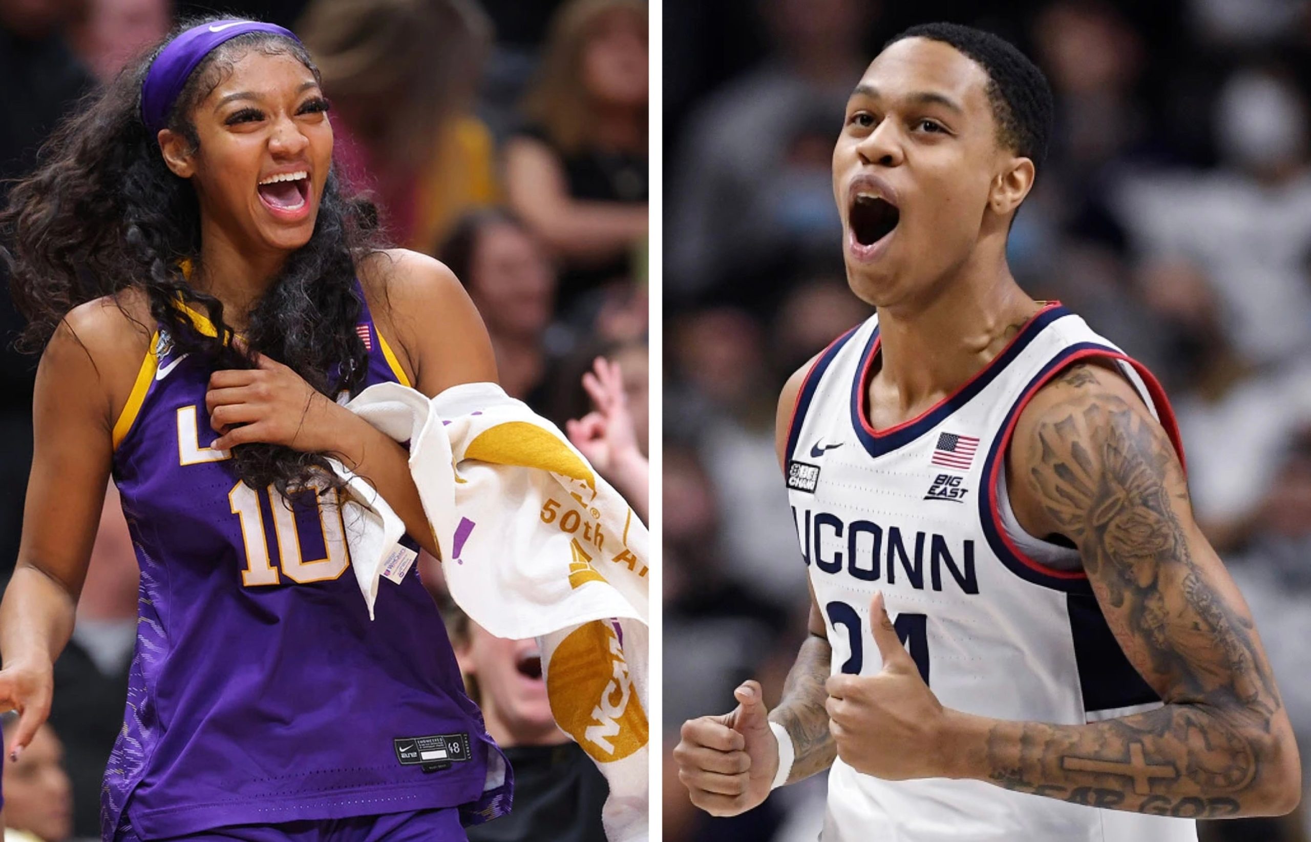 Cousins Angel Reese & Jordan Hawkins Win NCAA Championship Titles Just One Day Apart