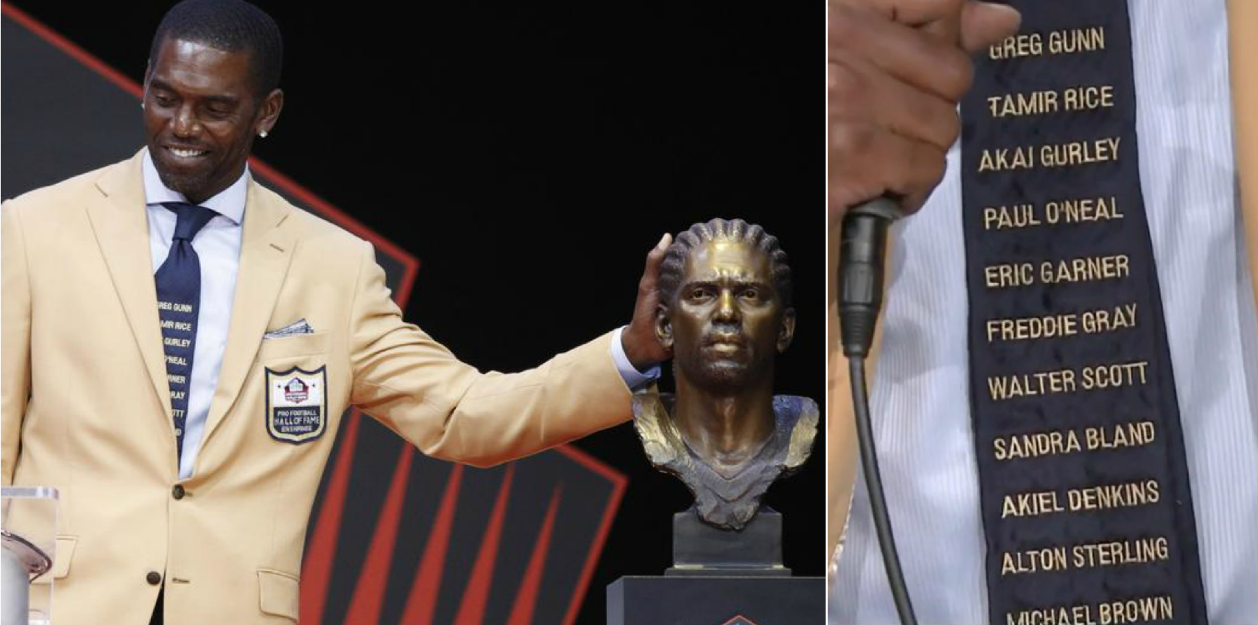 Randy Moss Honors Victims Of Police Brutality With A Powerful Fashion Statement At His Hall Of Fame Ceremony