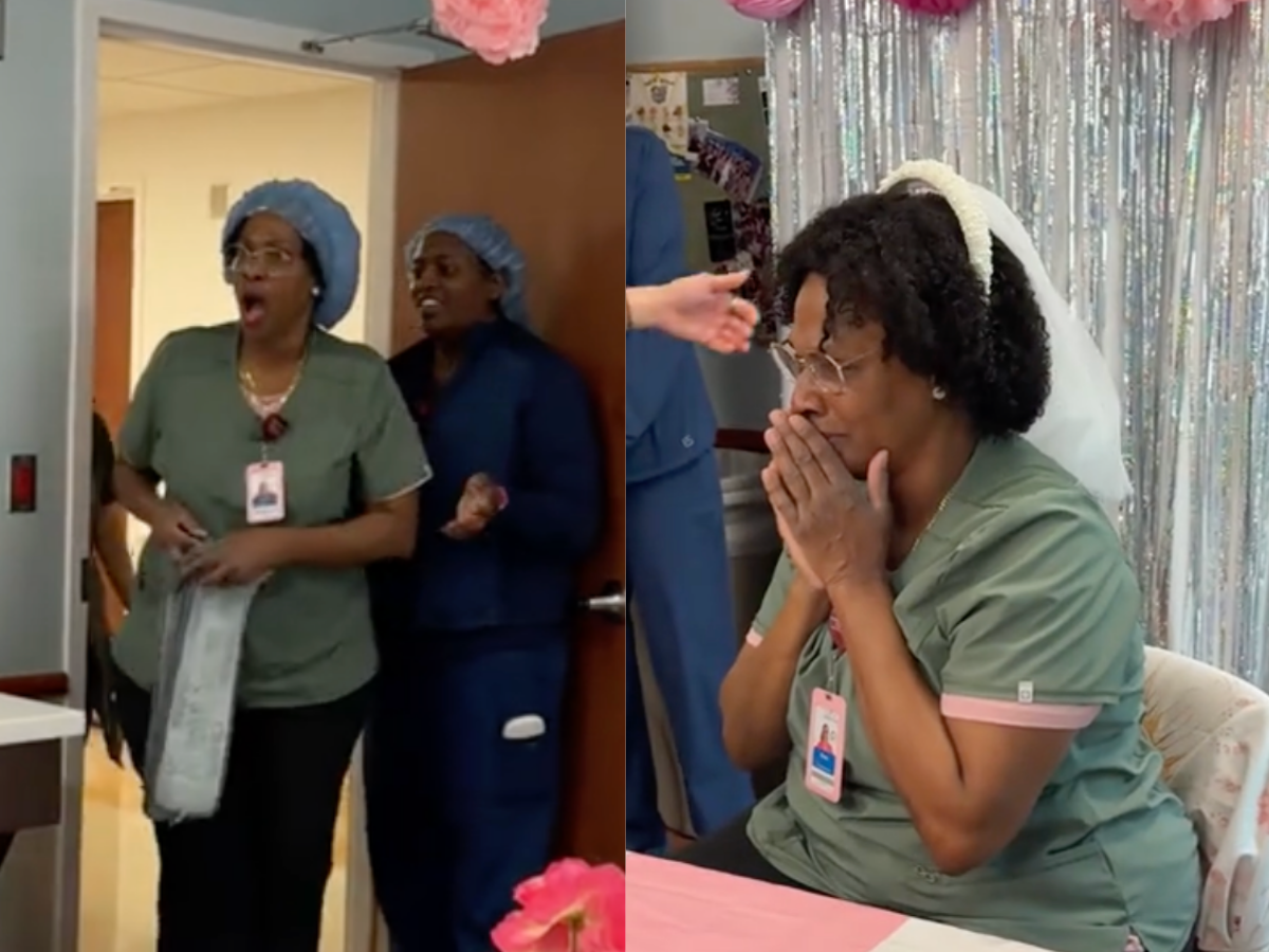 Hospital Staff Surprises 62-Year-Old Housekeeper With Bridal Shower
